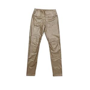 7‎ For All Mankind Legging Women's Medium Brown Faux Leather Shiny Pull-On